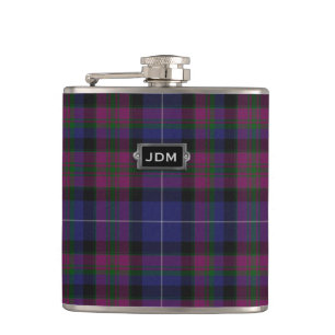 Monogramed Pride of Scotland Tartan Plaid Flask
