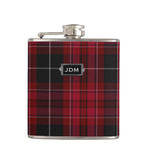 Monogramed Pride of Wales Tartan Plaid Flask