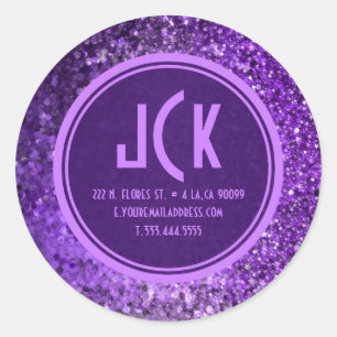 Monogramed Purple Glitter Modern Sticker