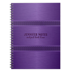 Monogramed Purple Metallic Brushed Aluminium Look Notebook