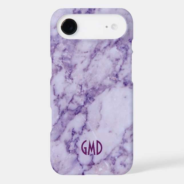 Monogramed Purple Tint Marble Stone Pattern Case-Mate iPhone Case (Back)