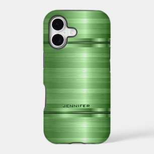 Monogramed Shiny Metallic Green Stripes
