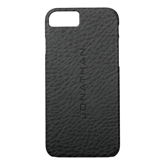 Monogramed Vintage Black Leather iPhone 7 Case