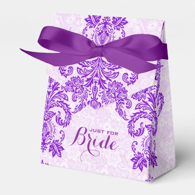 Monogramed White And Purple Floral Lace Ornament Favour Box (Front Side)