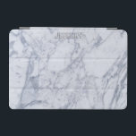 Monogramed White Marble Stone Pattern iPad Mini Cover<br><div class="desc">White and grey marble stone grain pattern. Not real marbler just an image of it. Custom optional monogram.</div>