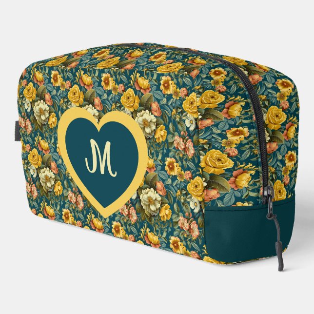 Monogramed Yellow Roses  Dopp Kit (Right Corner)