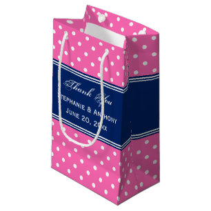 MonogramHot Pink, White Polka Dot with Royal Blue Small Gift Bag