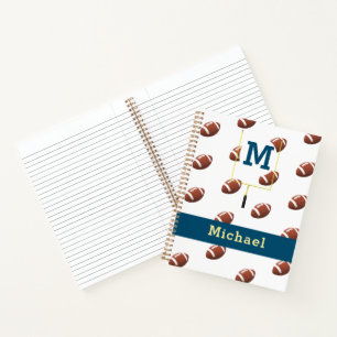 Monogramm with Name Football Themed Notebook