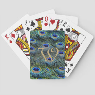 Monogrammable Peacock Feather Playing Cards