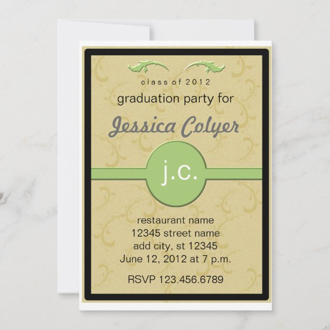 Monogrammed 2012 Graduation Party Invitation (Front)