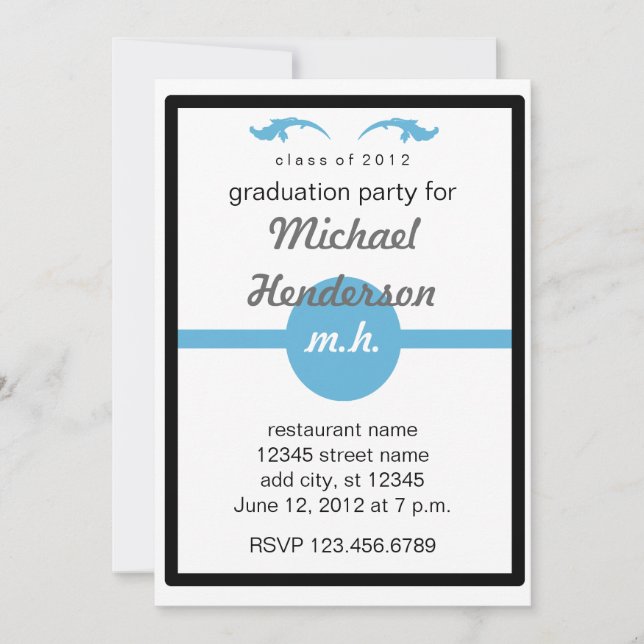 Monogrammed 2012 Graduation Party Invitation (Front)