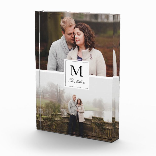 Monogrammed 2 Photo Collage Block (Right)