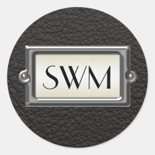 Monogrammed 3-Letter Executive Men's Personalised Classic Round Sticker