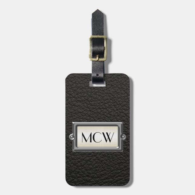 Monogrammed 3-Letter Executive Men's Personalised Luggage Tag (Front Vertical)