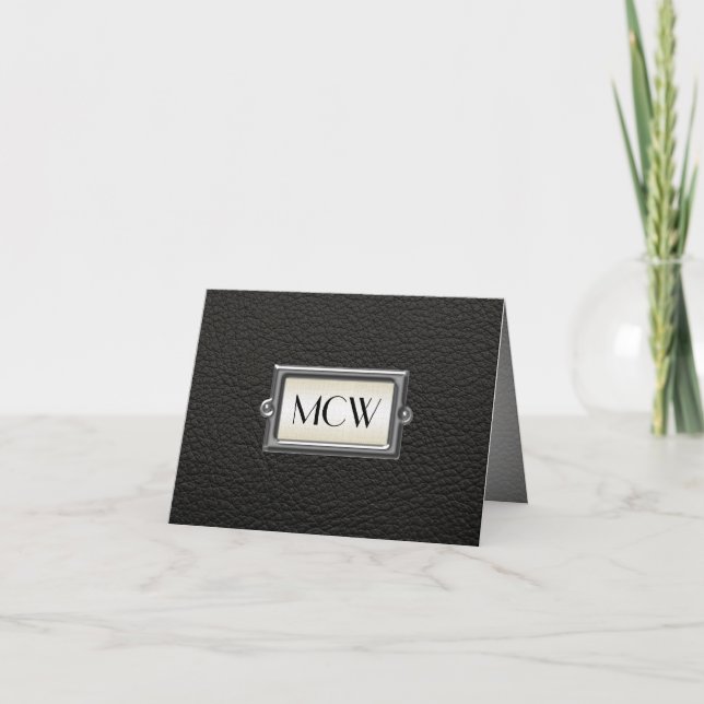 Monogrammed 3-Letter Executive Men's Personalised Note Card (Front)