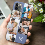 Monogrammed 5 Photo Collage Blue iPhone 11 Pro Max Case<br><div class="desc">Customised iPhone case with your initial, multi photo collage and blue background. The photo template is set up ready for you to add your pictures, working clockwise from top right. The photo collage uses landscape and portrait formats to give you a variety of options to place your favourite pics in...</div>