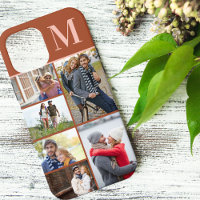 Monogrammed 5 Photo Collage Burnt Orange