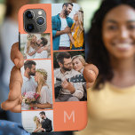 Monogrammed 5 Photo Collage Orange Case-Mate iPhone Case<br><div class="desc">Customised iPhone case with your initial, multi photo collage and orange background. The photo template is set up ready for you to add your pictures, working clockwise from top right. The photo collage uses landscape and portrait formats to give you a variety of options to place your favourite pics in...</div>
