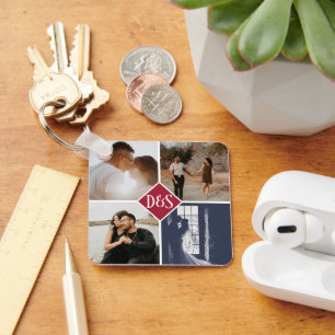 Monogrammed 5 Photo Custom Collage Personalised Key Ring