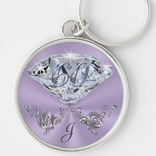 Monogrammed 60th Birthday Gift Ideas for Her Key Ring