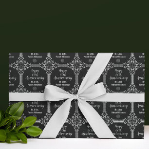 Monogrammed 60th Wedding Anniversary Silver Wrapping Paper