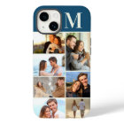 Monogrammed 7 Photo Collage on Teal Peacock Blue