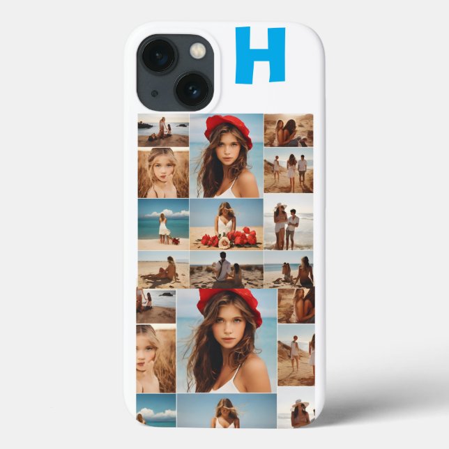 Monogrammed 7 Photo Collage,Personalised Elegant  Case-Mate iPhone Case (Back)