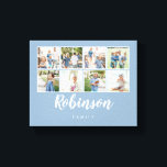Monogrammed 8 Photo Family Collage Light Blue Canvas Print<br><div class="desc">Use your favourite photos to make a fun keepsake to decorate your home.</div>
