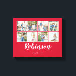 Monogrammed 8 Photo Family Collage Red Canvas Print<br><div class="desc">Use your favourite photos to make a fun keepsake to decorate your home.</div>
