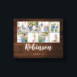 Monogrammed 8 Photo Family Collage Rustic Wood Canvas Print<br><div class="desc">Use your favourite photos to make a fun keepsake to decorate your home.</div>