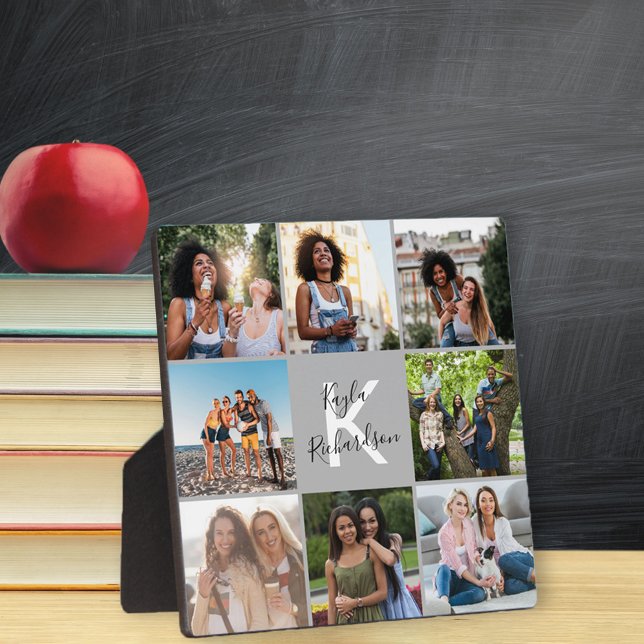 Monogrammed 8 Photo Grid Collage Graduate Plaque (Creator Uploaded)