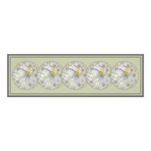 Monogrammed Abstract Daisy Flower Art, Light Green Photo Print