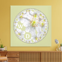 Monogrammed Abstract Floral Art Light Green