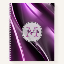 Monogrammed Abstract Purple 3D Graphic Notebook