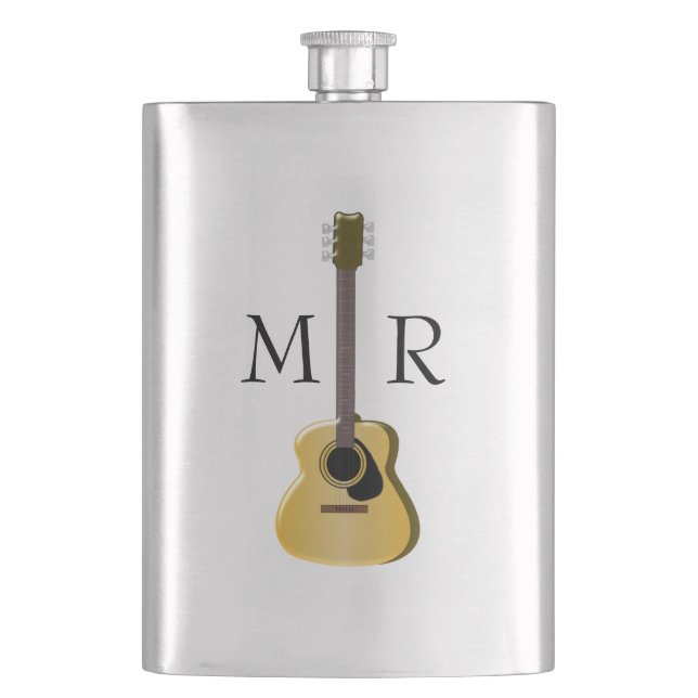 Monogrammed Acoustic Guitar Hip Flask (Front)