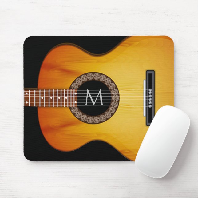 Monogrammed Acoustic Guitar Mouse Mat (With Mouse)