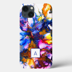 Monogrammed Agate Fluid Art Personalised iPhone 13 Case