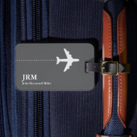 Monogrammed Airplane Traveler Name Gray 
