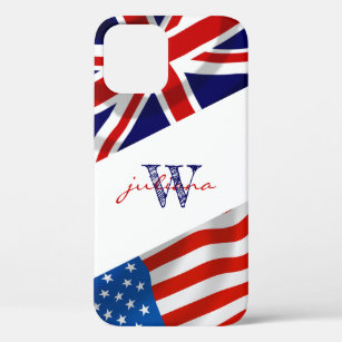 Monogrammed American British Flags Patriotic  Case-Mate iPhone Case