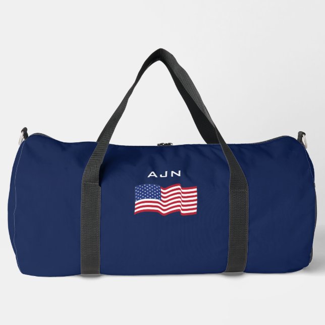 Monogrammed American Flag Large Duffel Bag (Front)