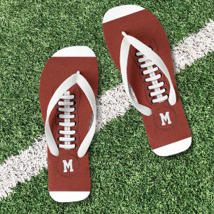 Monogrammed American Football Flip Flops