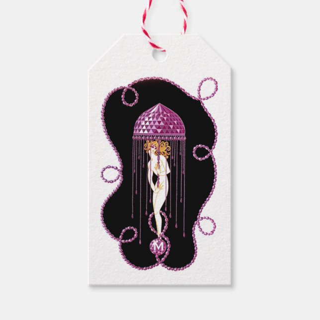 Monogrammed Amethyst February Birthstone Gift Tags (Front)