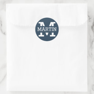 monogrammed and name classic round sticker