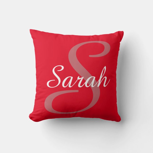 Monogrammed and Personalised Name Throw Pillow (Front)