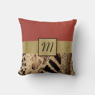 Monogrammed Animal Print Throw Pillow