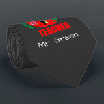 Monogrammed Apple Best Teacher Gift Neck Tie<br><div class="desc">Unique, monogrammed gift tie for teachers- Perfect for a teacher's wedding or rustic country western wedding. Charcoal grey, chalkboard colour background with monogrammed, teacher's name in chalk colour at bottom in handwritten look letters. Above is a red apple imprinted with numbers and math formulas. Reads 'World's Best Teacher' in red...</div>