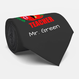 Monogrammed Apple Best Teacher Gift Neck Tie