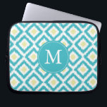 Monogrammed Aqua Lemon Diamond Ikat Pattern Laptop Sleeve<br><div class="desc">Stylish and chic design features a colourful and trendy diamonds ikat pattern and can be personalised with your monogram,  initial,  name,  or any text of your choice for a perfect custom gift!</div>