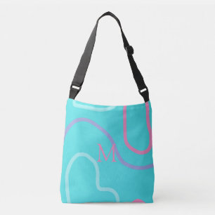 Monogrammed Aqua Pink Violet Modern Design Crossbody Bag