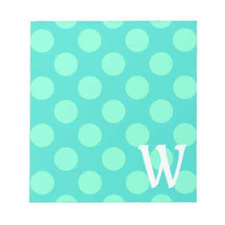 Monogrammed Aquamarine Dots Notepad